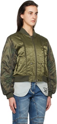 Andersson Bell Khaki Mesh Sleeve Bomber Jacket