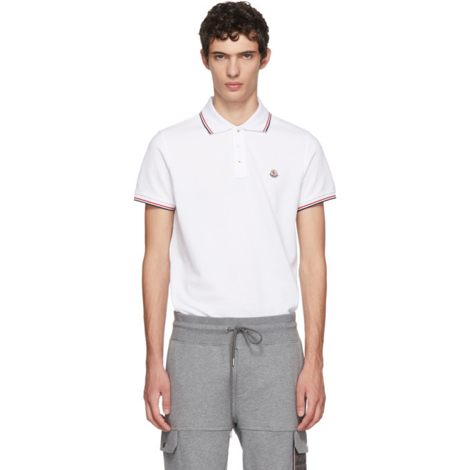 Photo: Moncler White Tricolor Logo Polo