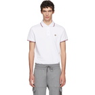 Moncler White Tricolor Logo Polo