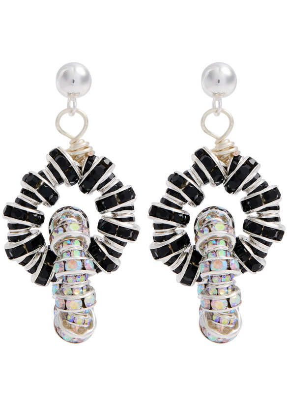 Photo: Pearl Octopuss.y Tiny Tires Embellished Earrings - Black And Silver - One Size