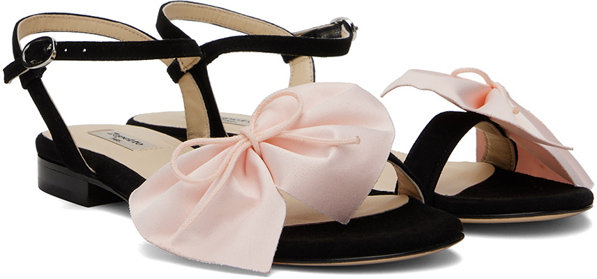 Repetto Black & Pink Janice Sandals