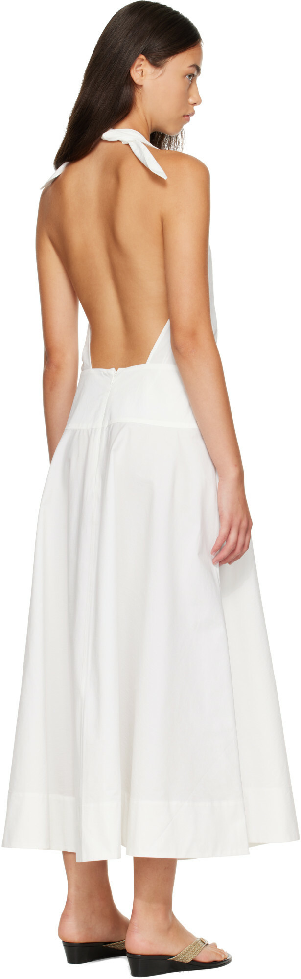 St. Agni White Halter Circle Hem Midi Dress