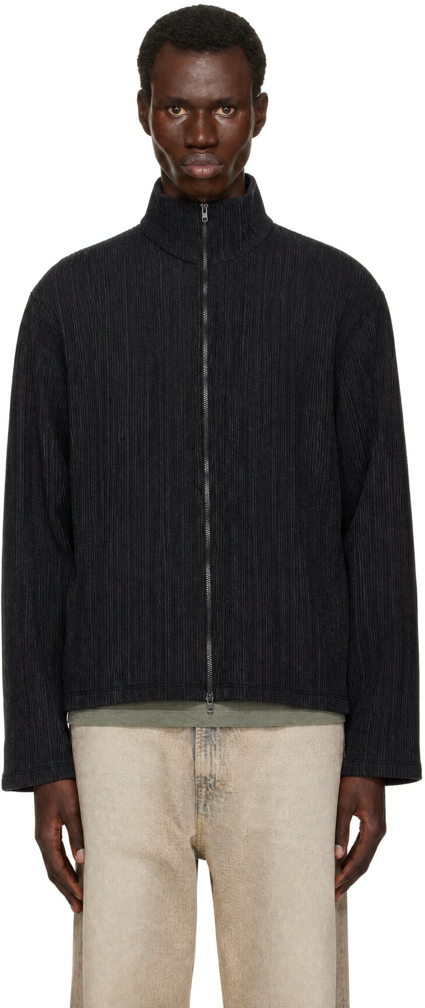 OUR LEGACY Black Shrunken Fullzip Sweater
