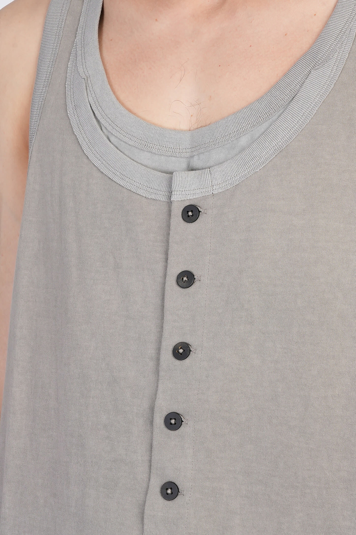 Ziggy Chen Tank Top In Grey Cotton