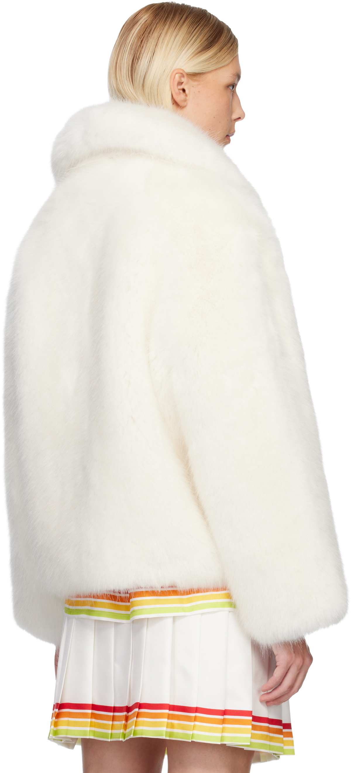 Casablanca White Zip Faux-Fur Jacket