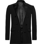 BALMAIN - Slim-Fit Satin-Trimmed Crepe Blazer - Black