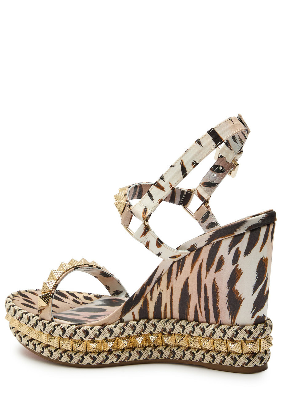 Christian Louboutin Pyraclou 110 Satin Wedge Espadrilles Pink