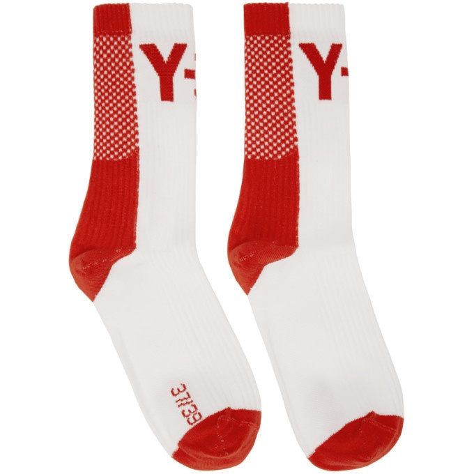 Photo: Y-3 Red and White Logo Socks