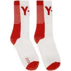 Y-3 Red and White Logo Socks