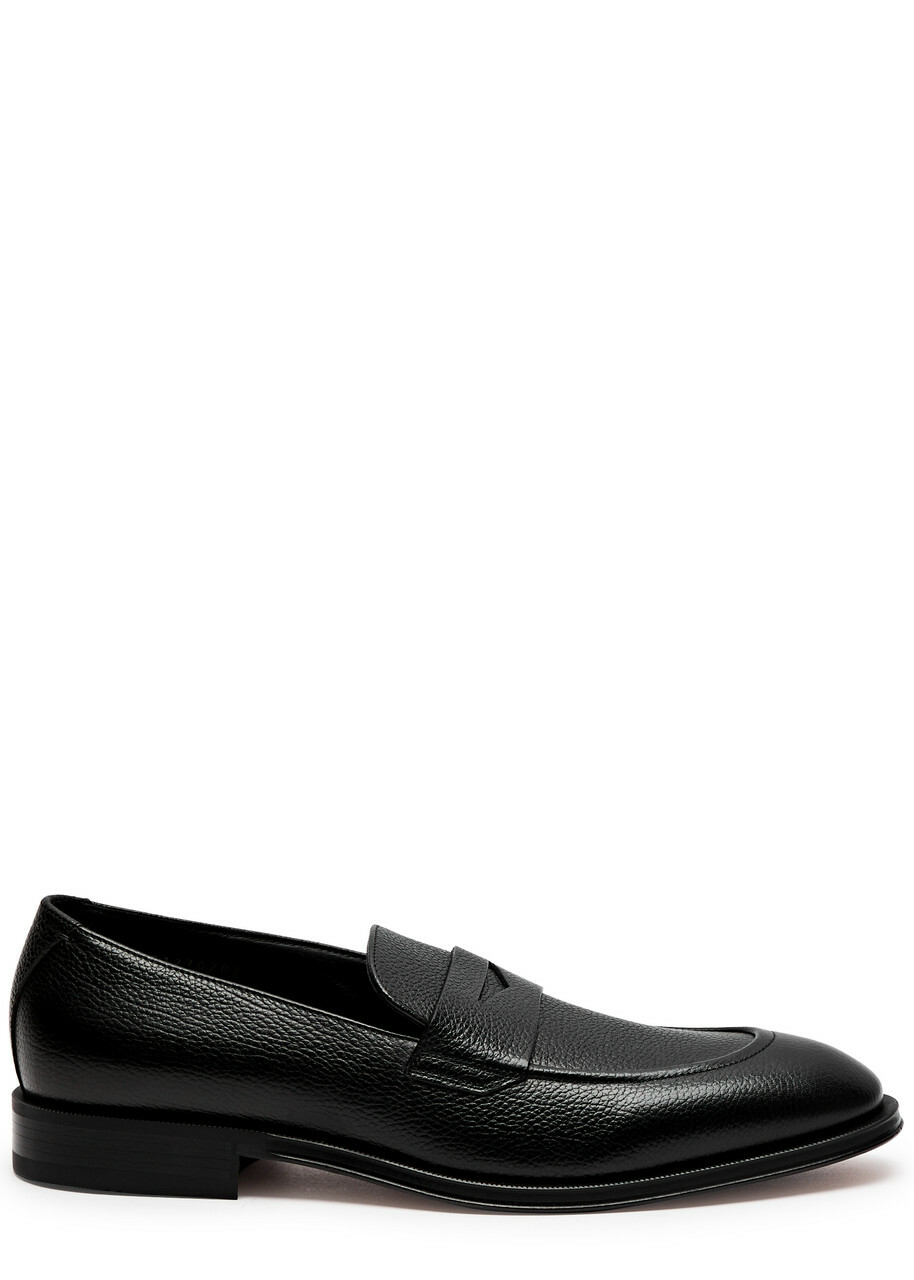 Boss Derrek Grained Leather Loafers Black BOSS display picture 1