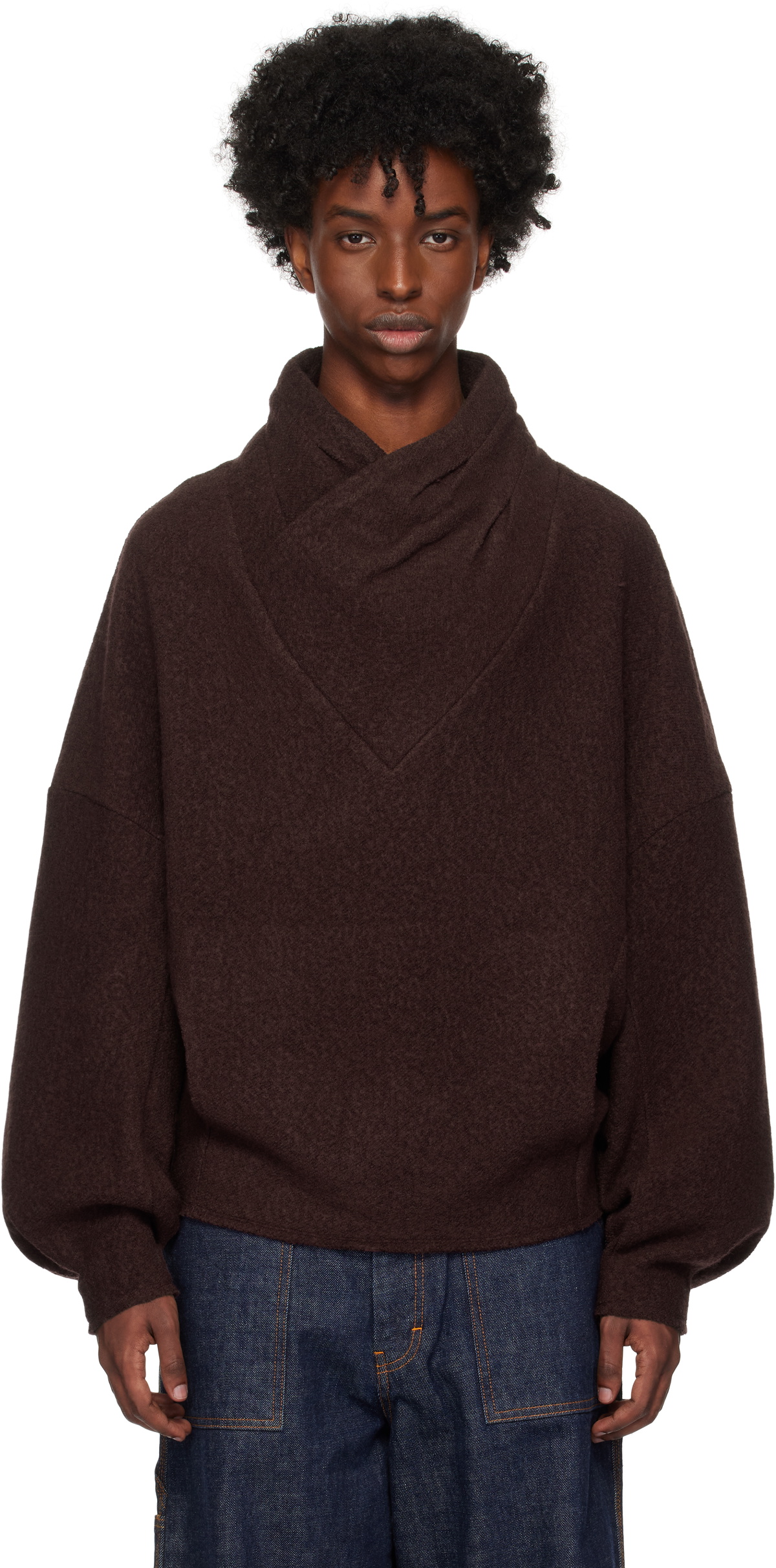 pet-tree-kor Burgundy Resonance Pleat Sweater