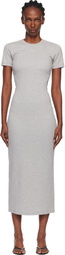 Marine Serre Gray Moon Logo Ribbed Jersey Tube Maxi Dress