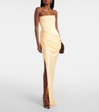 Alex Perry Draped crêpe satin corset dress