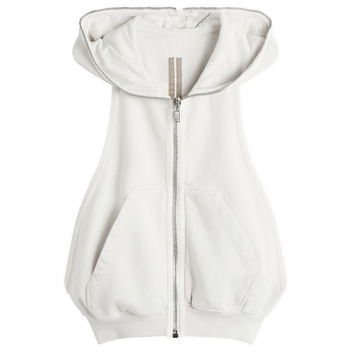 Photo: Rick Owens DRKSHDW Women's Cyclops Gimp Sleeveless Hoodie in Milk Wash