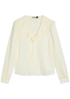 Rixo Emelin Floral-appliquéd Silk Blouse Ivory