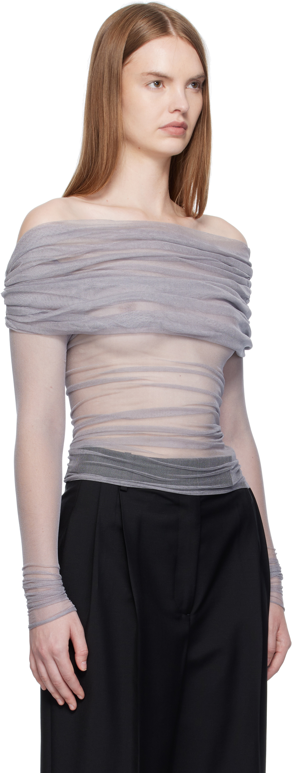 Christopher Esber Gray Veiled Top