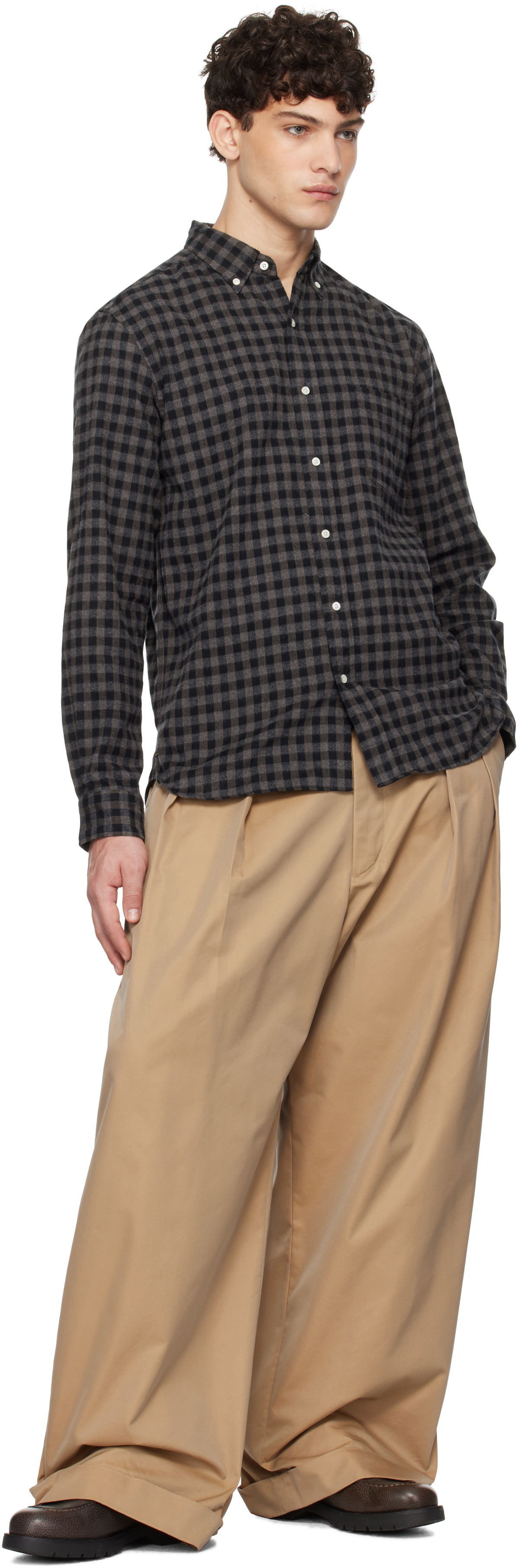 BEAMS PLUS Gray B.D. Gingham Check Shaggy Shirt Beams Plus