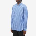 Comme des Garçons Homme Men's Back Logo Striped Shirt in Blue/Navy/White