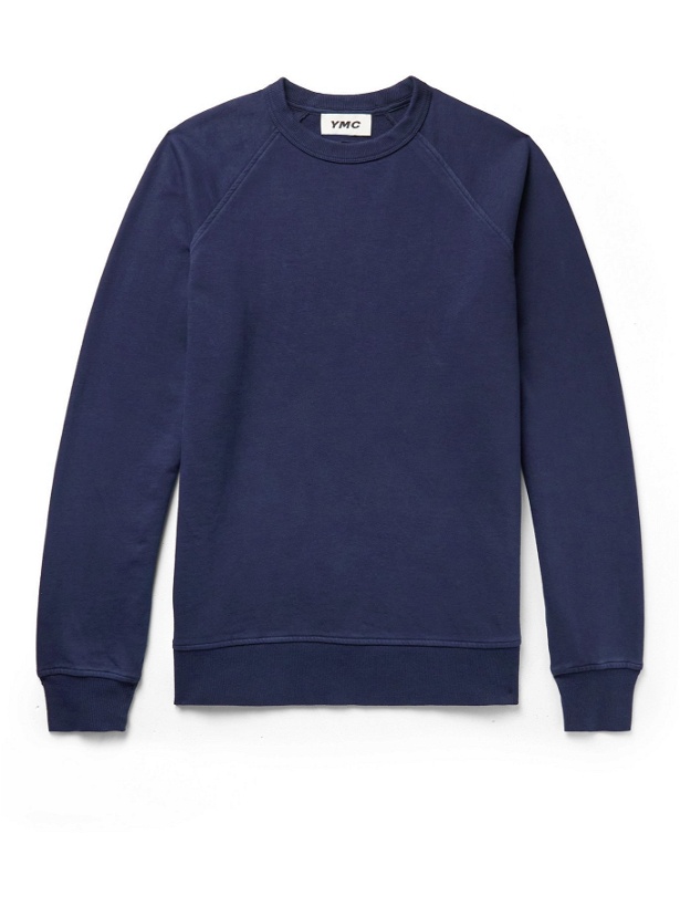 Photo: YMC - Schrank Pigment-Dyed Loopback Cotton-Jersey Sweatshirt - Blue