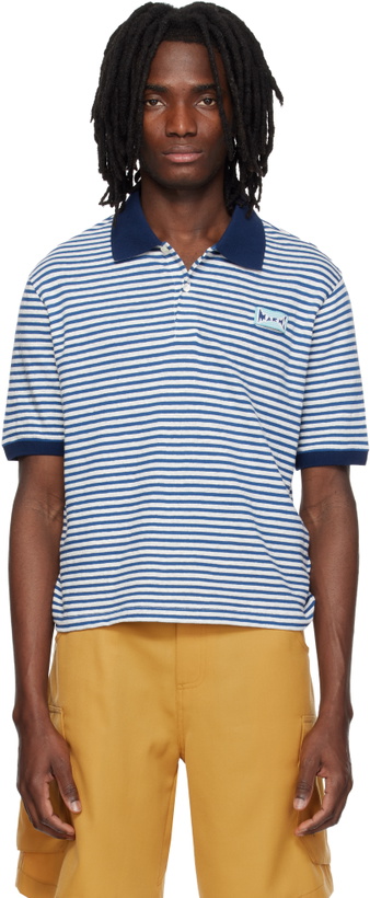 Photo: Marni Blue Striped Linen Blend Polo