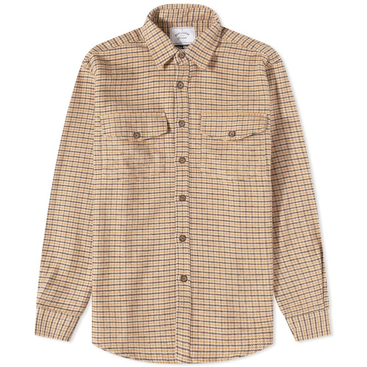 Photo: Portuguese Flannel Men's PP 2 Pocket Overshirt in Brown/Mustard