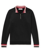 ORLEBAR BROWN - Isar Striped Loopback Cotton-Jersey Half-Zip Sweatshirt - Black