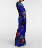Vetements Floral velvet turtleneck top with gloves