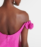 Costarellos Birdie off-shoulder sequined top