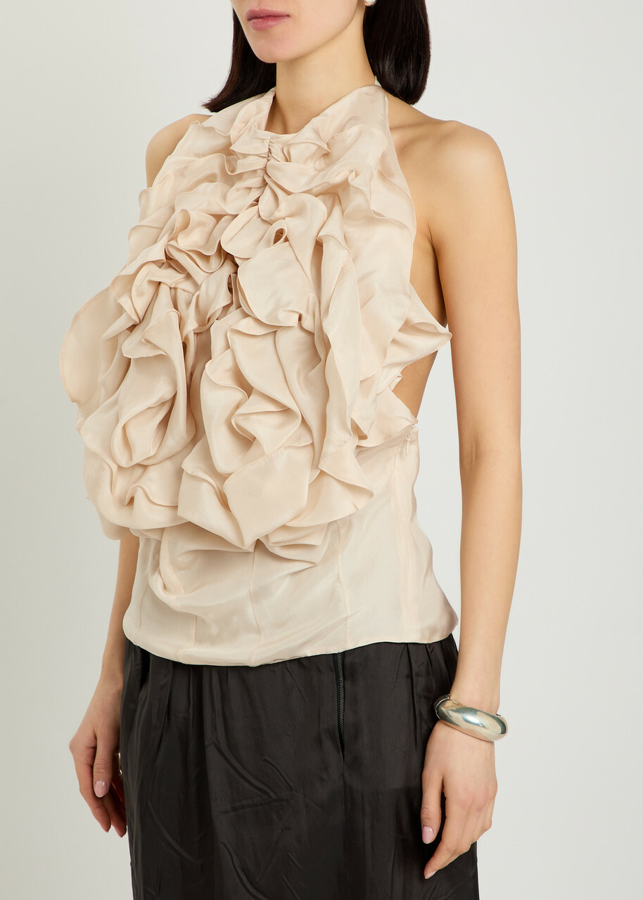 Maison Margiela Ruffled Silk top Sand