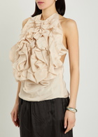 Maison Margiela Ruffled Silk top Sand