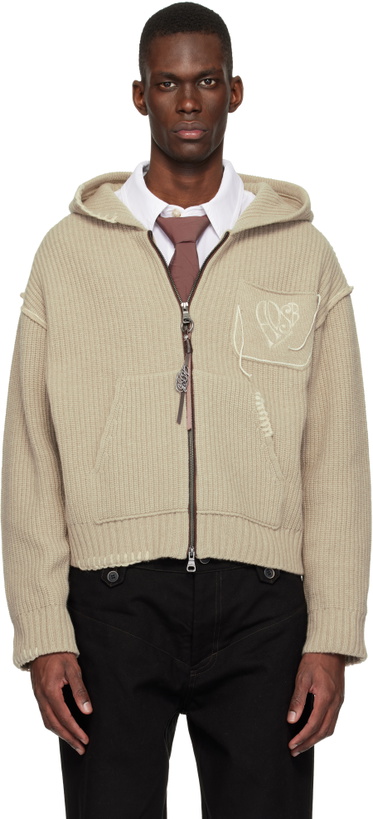 Photo: Andersson Bell Beige Heart Logo Zip-Up Hoodie