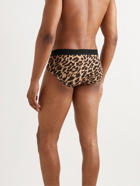 TOM FORD - Leopard-Print Stretch-Cotton Briefs - Brown