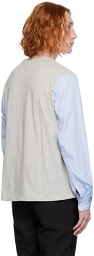 Comme des Garçons Homme Deux Gray & Blue Paneled Long Sleeve T-Shirt