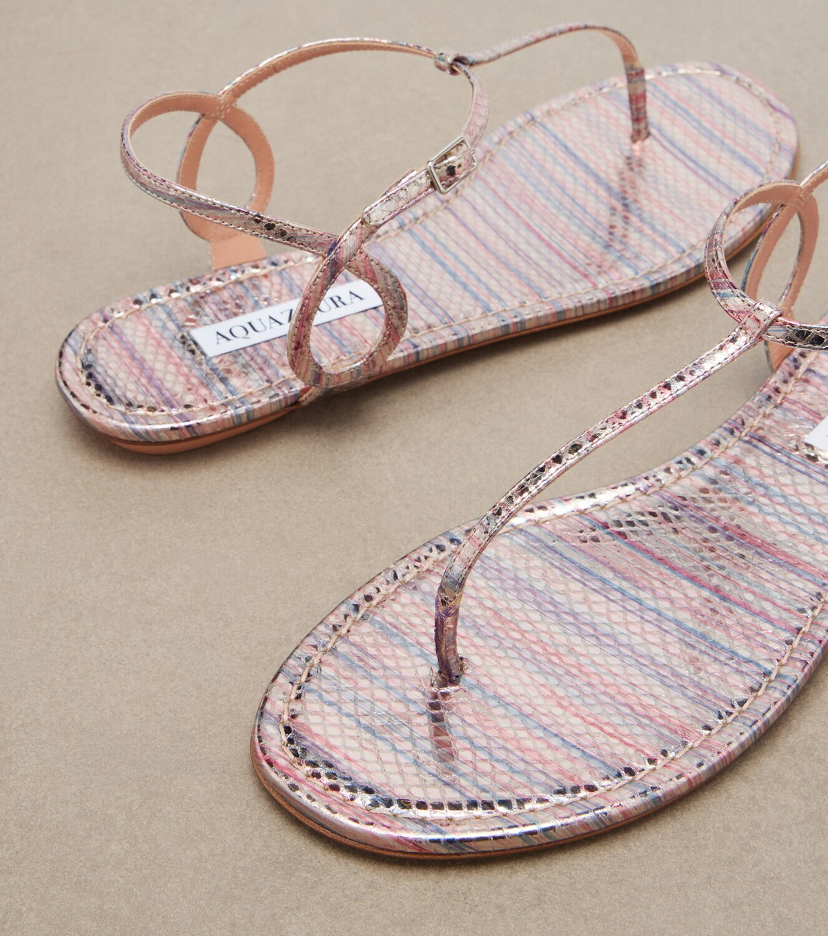 Aquazzura Almost Bare striped leather thong sandals