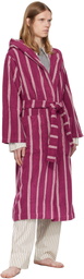 Tekla Burgundy Terry Hooded Bathrobe
