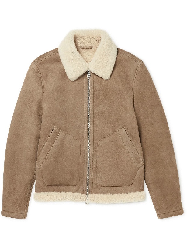 Photo: Mr P. - Shearling-Trimmed Suede Jacket - Neutrals