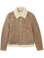 Mr P. - Shearling-Trimmed Suede Jacket - Neutrals