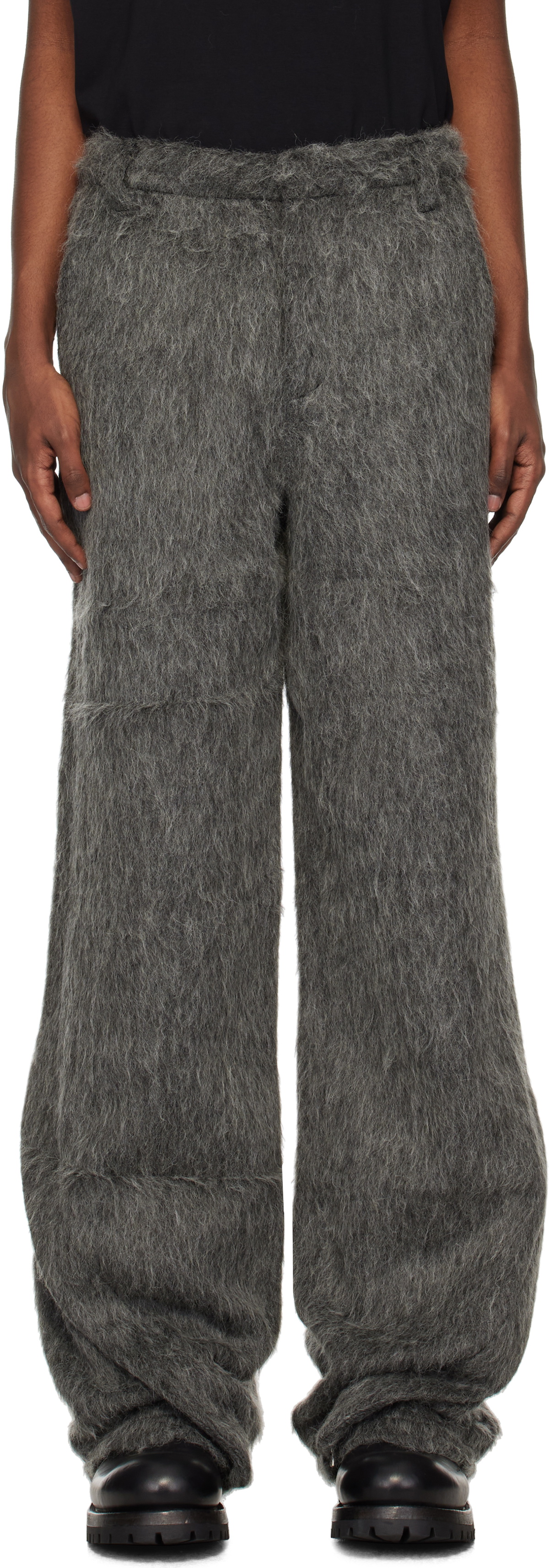 HELIOT EMIL Black & Gray Alpaca Blend Trousers Heliot Emil HELIOT EMIL Black & Gray Alpaca Blend Trousers Heliot Emil