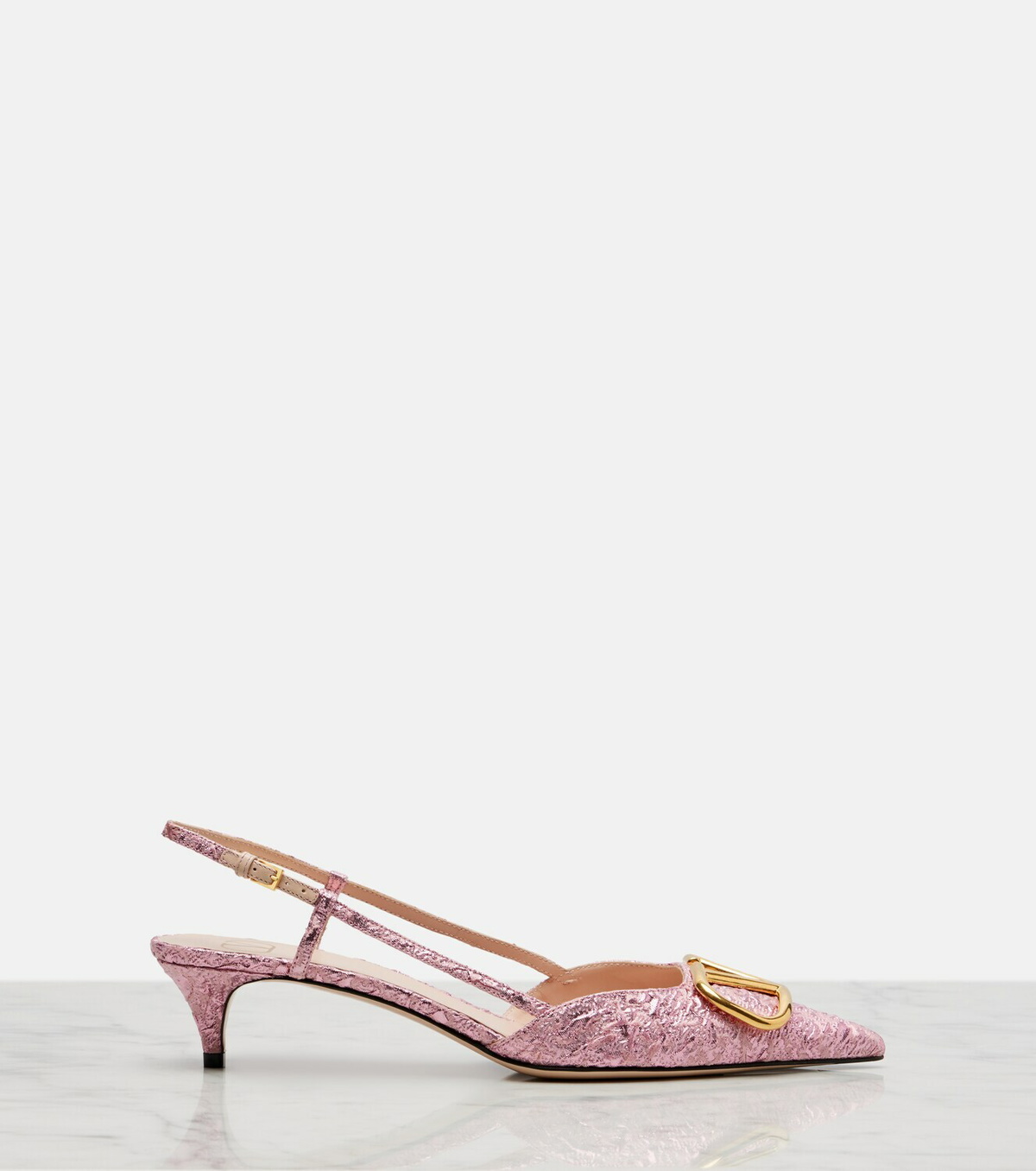 Valentino Garavani VLogo cloqué jacquard slingback pumps