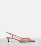 Valentino Garavani VLogo cloqué jacquard slingback pumps