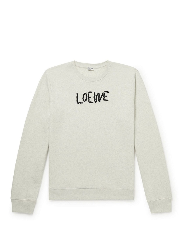 Photo: LOEWE - Joe Brainard Logo-Embroidered Cotton-Jersey Sweatshirt - Neutrals
