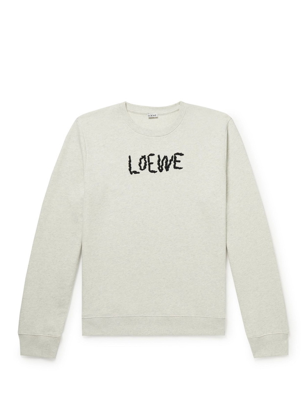 Photo: LOEWE - Joe Brainard Logo-Embroidered Cotton-Jersey Sweatshirt - Neutrals