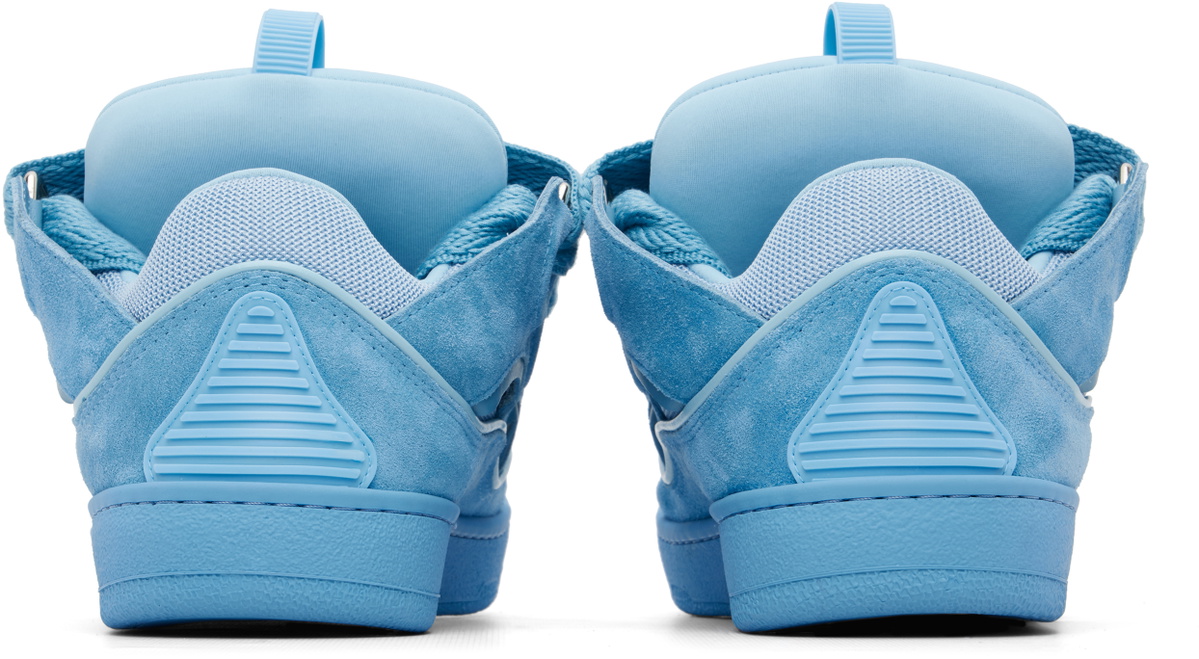 Lanvin Blue Curb Monochrome Suede Sneakers