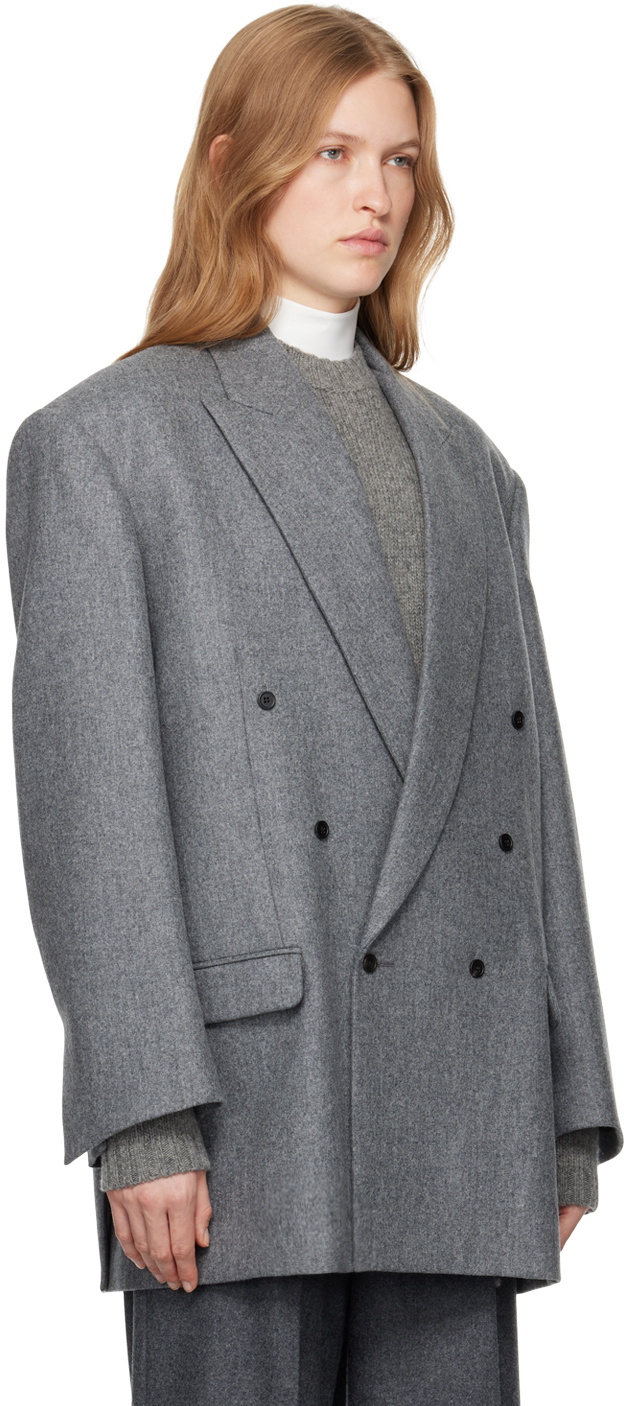 Carven Gray Double-Breasted Blazer