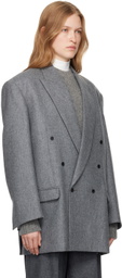 Carven Gray Double-Breasted Blazer