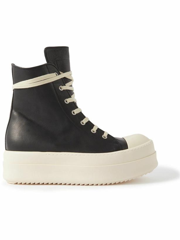 Photo: Rick Owens - Mega Bumper Exaggerated-Sole Leather High-Top Sneakers - Black