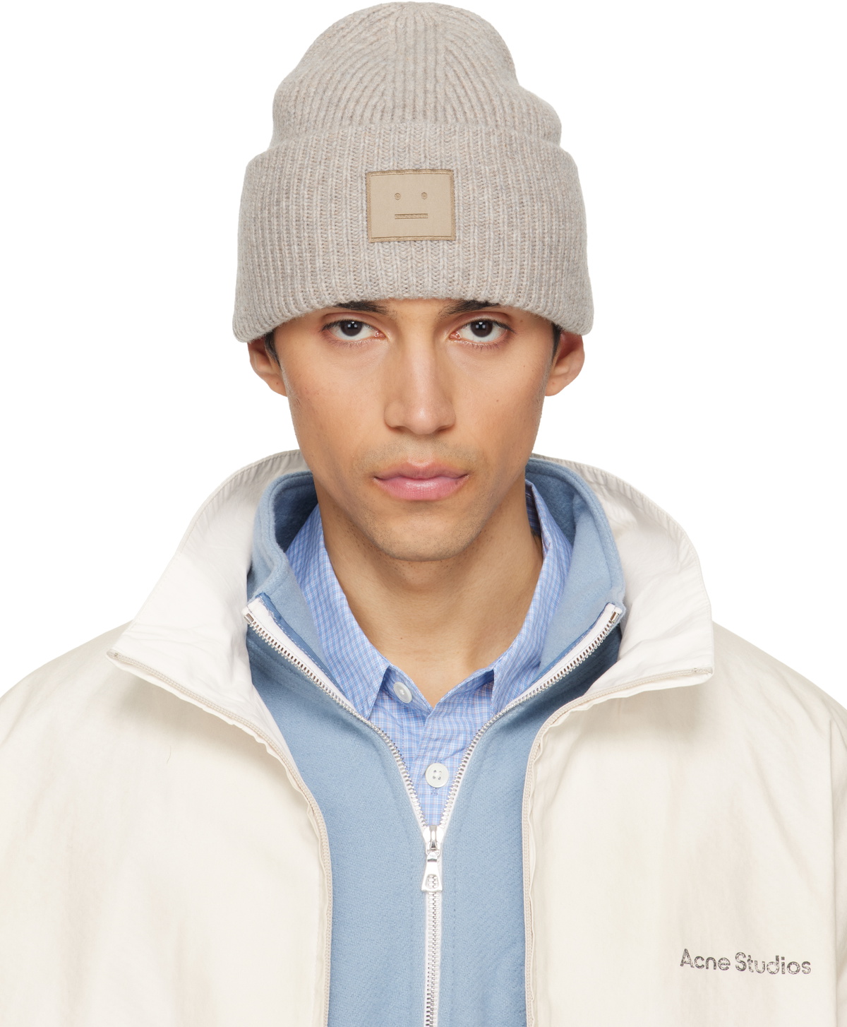Acne Studios Gray Face Logo Beanie