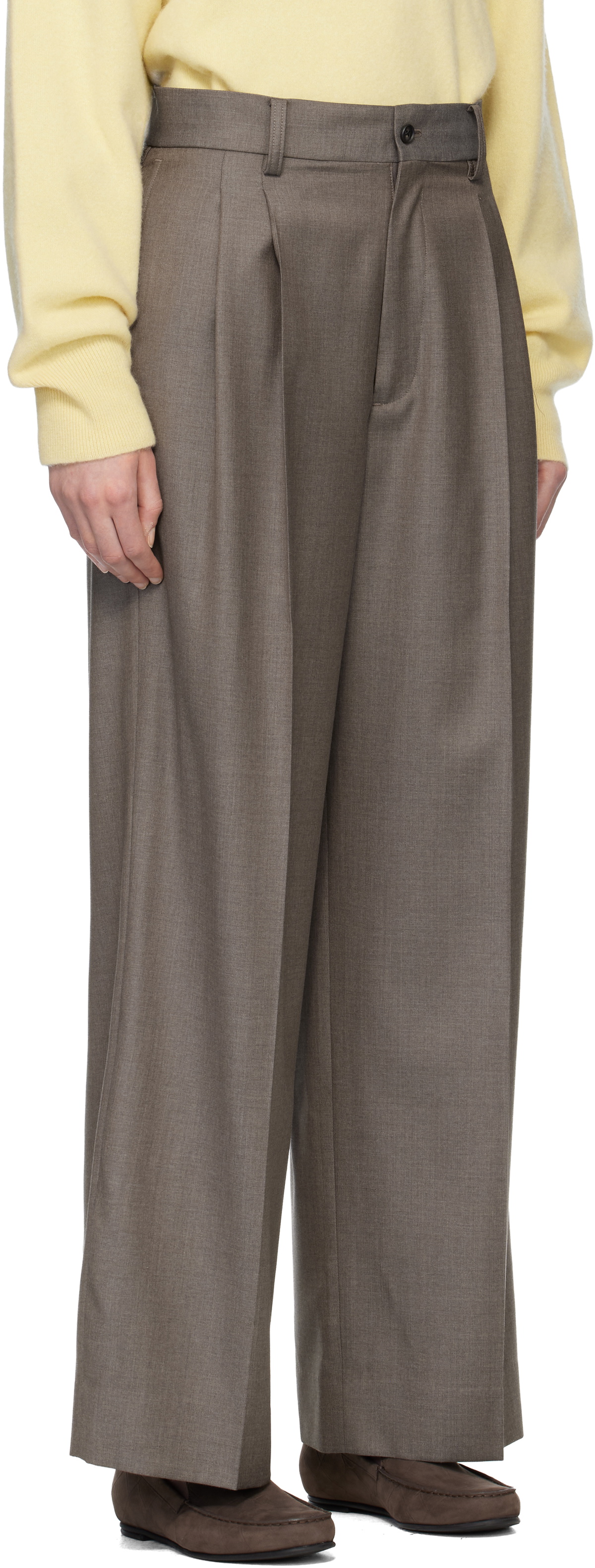 ssstein Gray Extra Fine Wool Long Wide Trousers