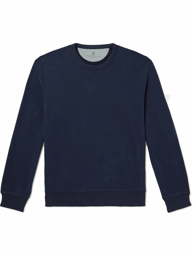 Photo: Brunello Cucinelli - Cotton-Jersey Sweatshirt - Blue