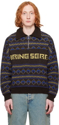 Marine Serre Brown 'Marine Serre' Jacquard Knit Crewneck Sweater